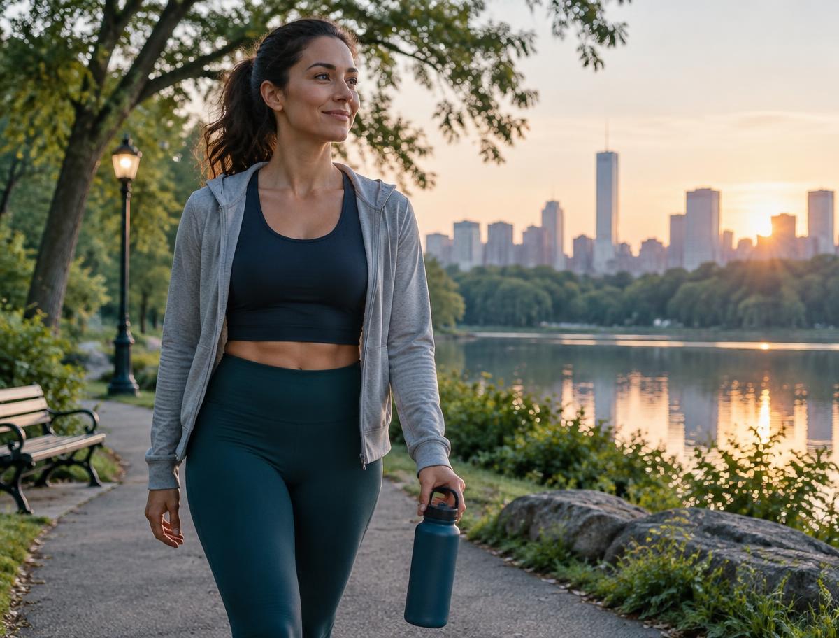 Client walking outdoors as part of a sustainable active lifestyle